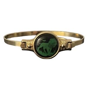 Vintage Jeane Dixon Gold Plated Leo Lion Mood Stone Zodiac Horoscope Bracelet